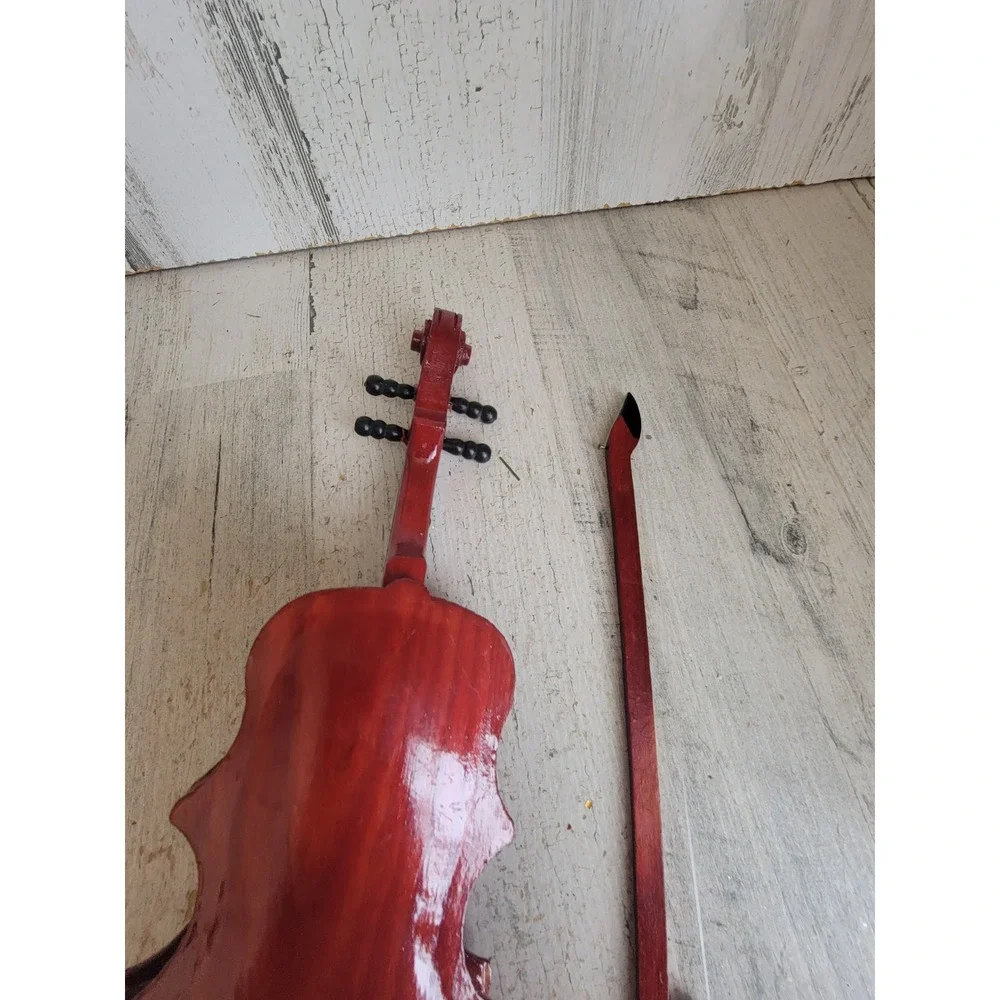 Vintage wooden violin bow display Xmas home decor music figure unique